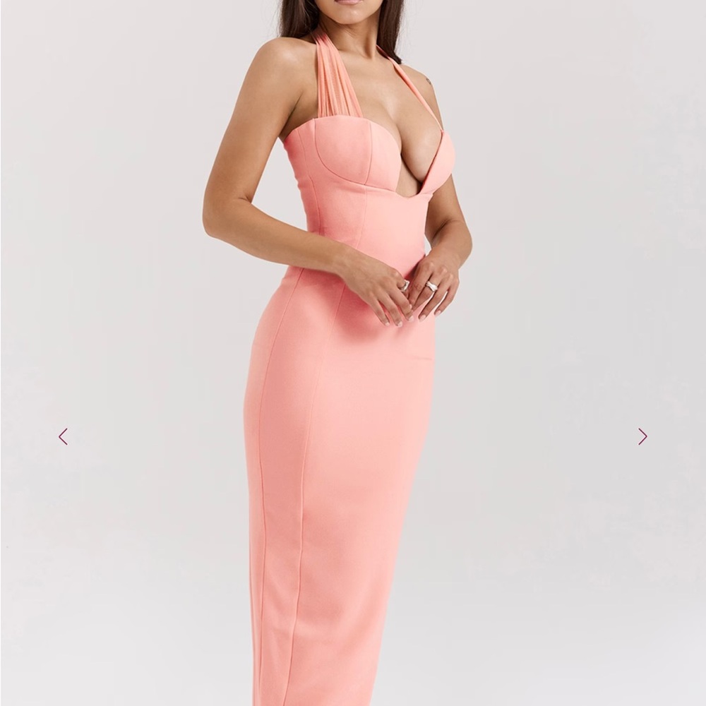 Elegant Peach Halter Dress